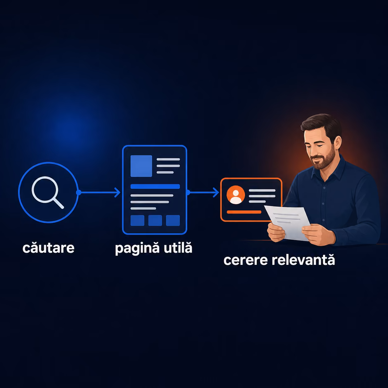 Ilustrație despre rolul unei agenții SEO în atragerea cererilor relevante pentru o afacere.