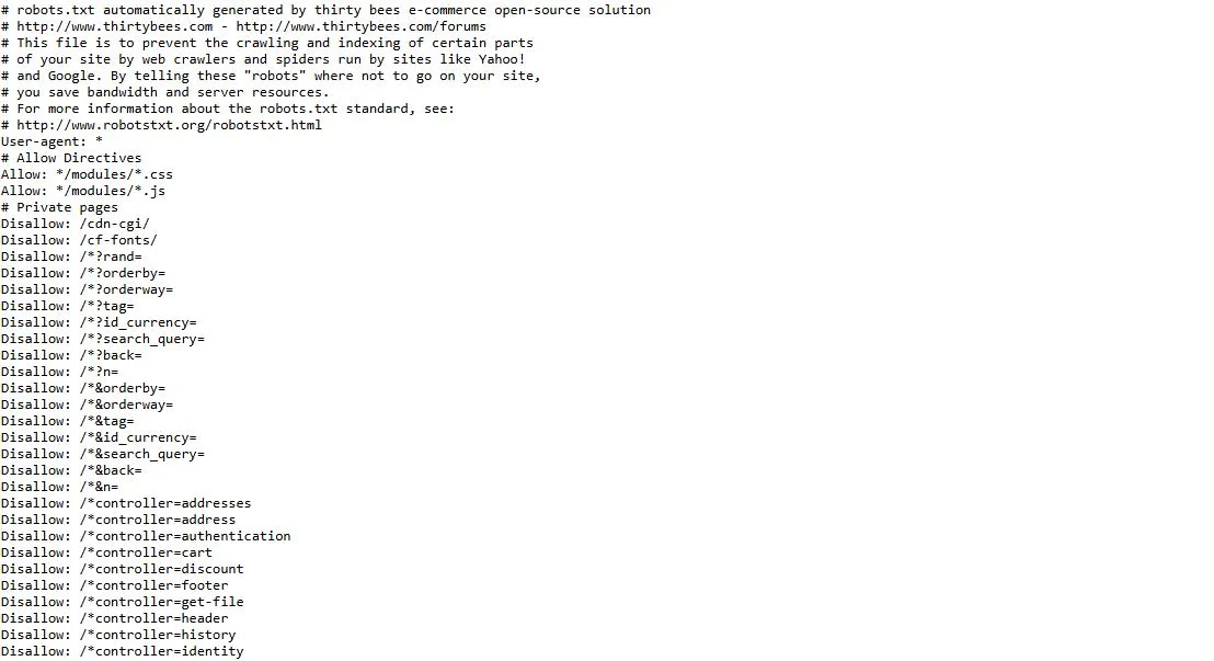 Exemplu de reguli robots.txt pentru crawlere