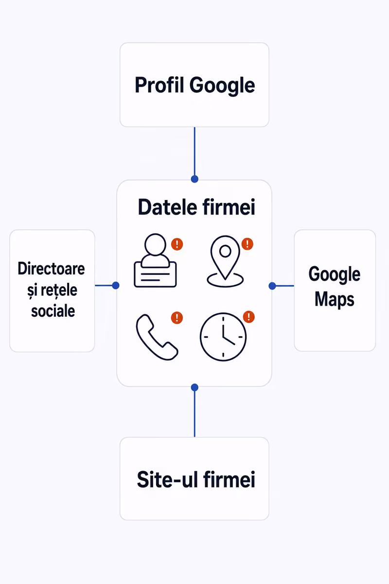 Checklist vizual pentru verificarea profilului Google, Maps, site-ului și directoarelor