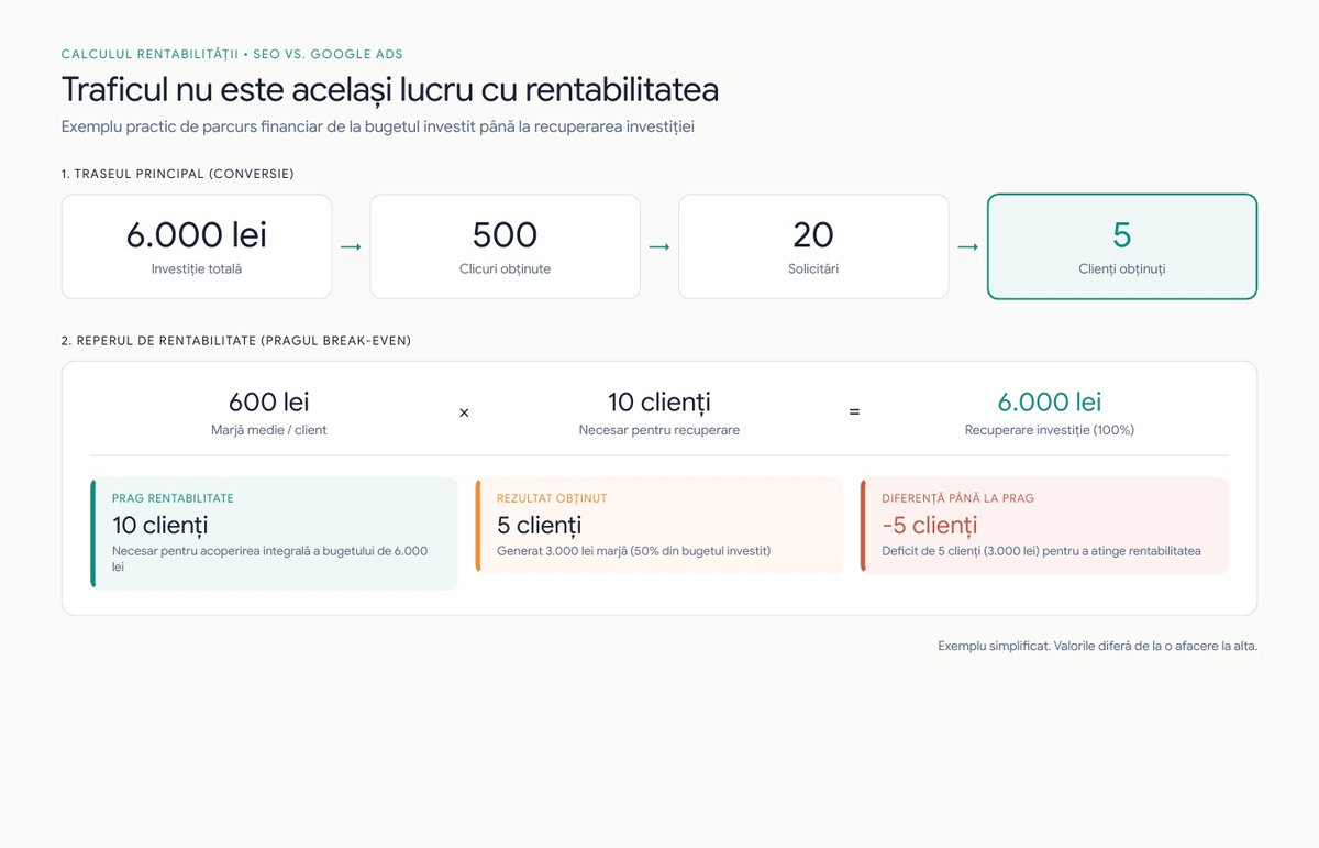calcul rentabilitate seo google ads