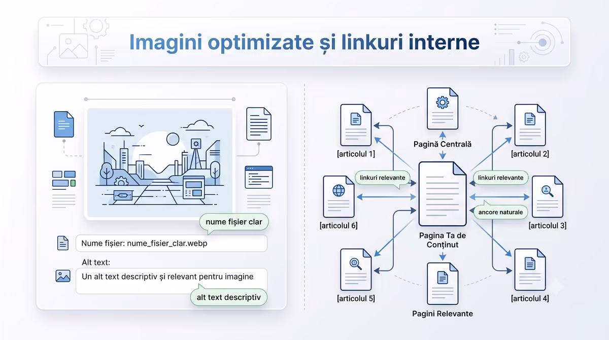 Imagini optimizate și linkuri interne plasate în context