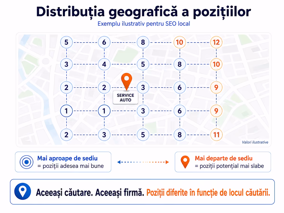 Distribuția geografică a vizibilității în SEO local