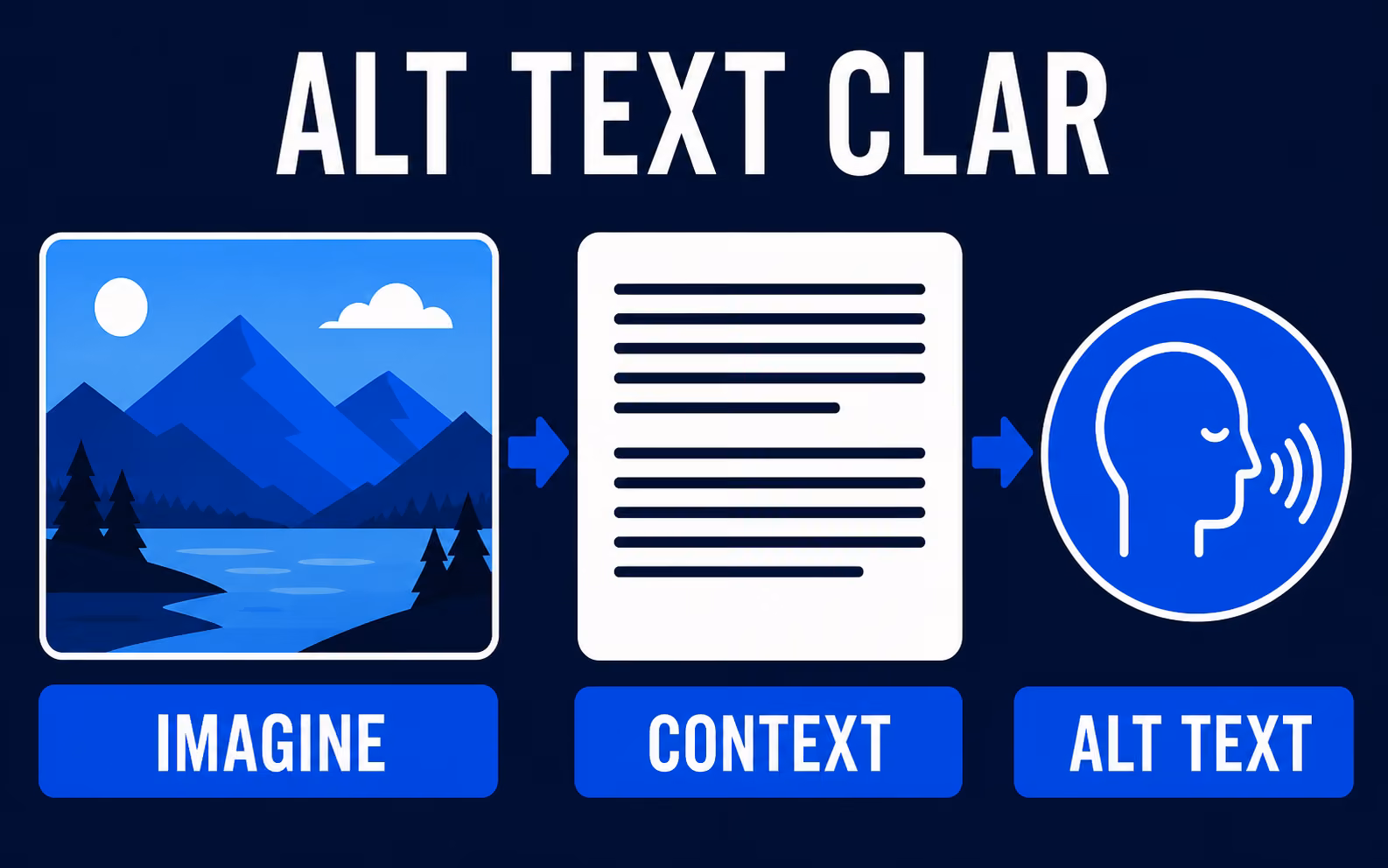 Ilustrație care leagă o imagine de contextul paginii și de alt text