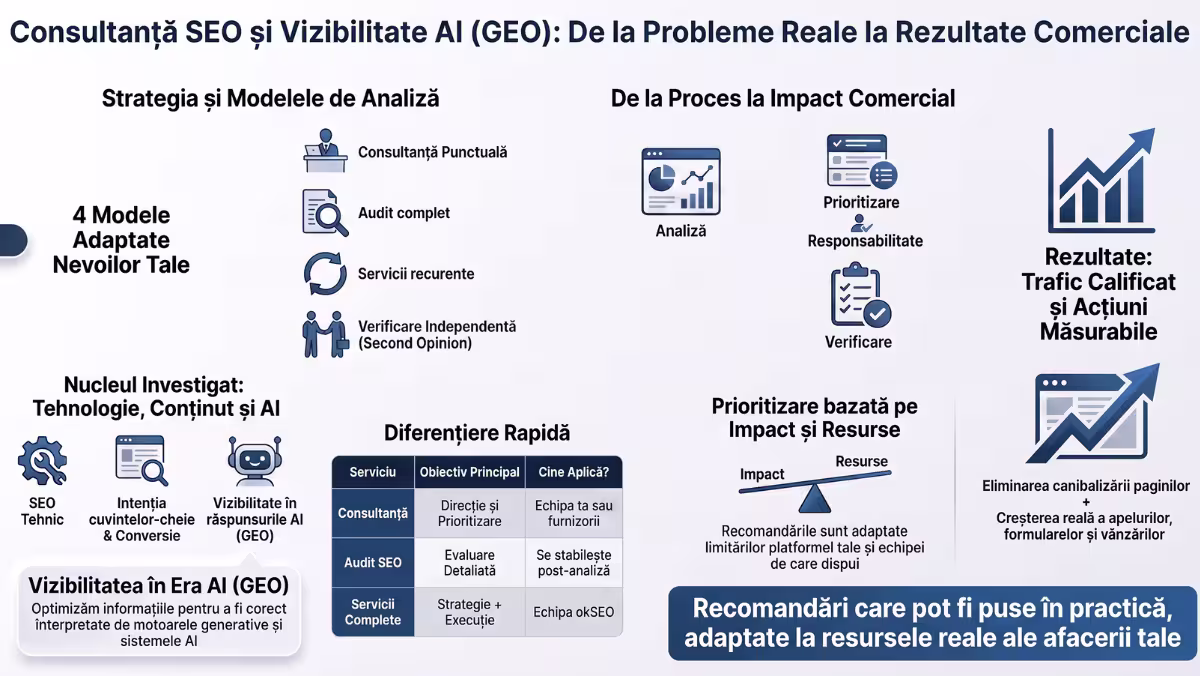 Relația dintre SEO, conținut verificabil și vizibilitatea în răspunsurile AI.