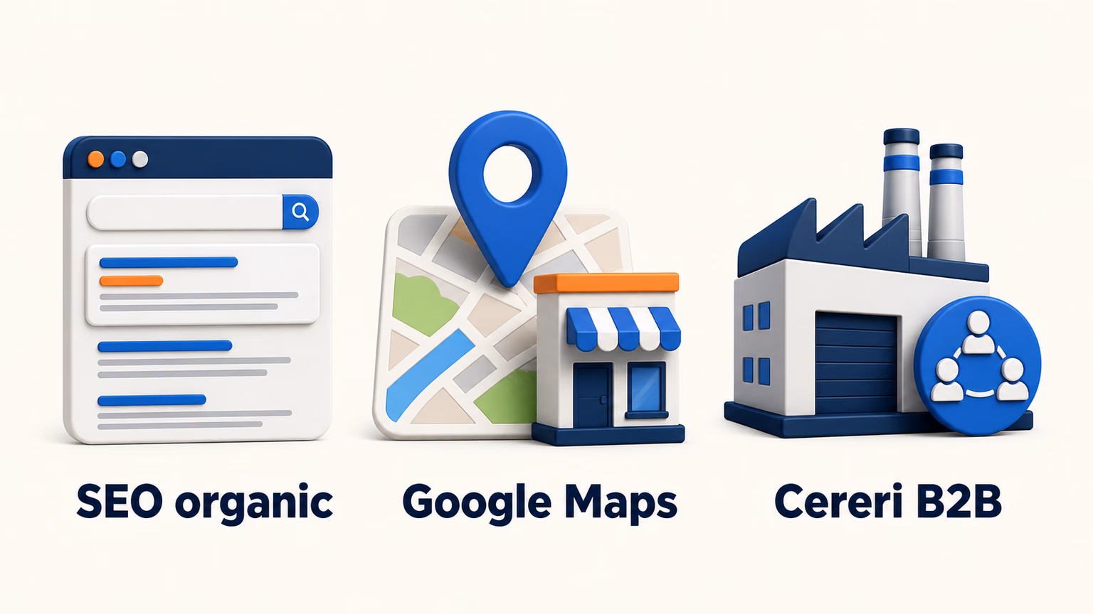 Trei trasee de vizibilitate pentru o firmă din Arad: SEO organic, Google Maps și cereri B2B